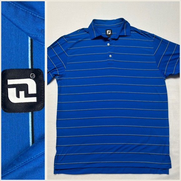 FootJoy Other - FootJoy FJ Golf Polo Shirt Mens L Blue Stripe Short Sleeve Performance Athletic